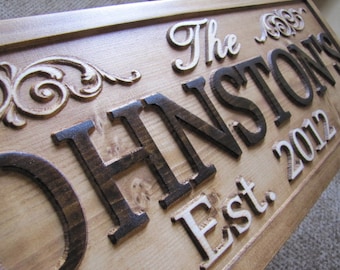 Wedding Gift Personalized Family Name Signs CARVED Custom Wooden Sign Last name Established Anniversary custom personalized sign