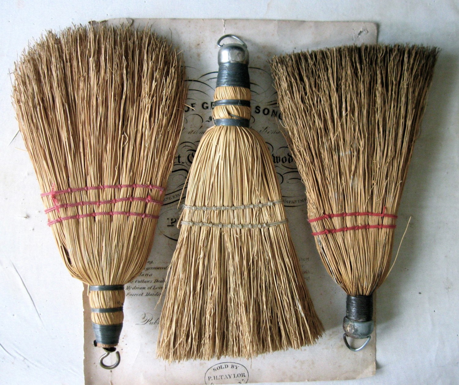 Collection of 3 Vintage Whisk Brooms