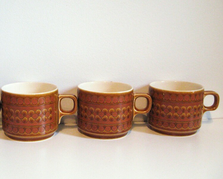 Retro Coffee Mugs Made in England by WhiteWillowVintage on Etsy