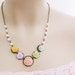 Bridal Necklace Bridesmaid Necklace - Rosey Garden - Colorful Rose Flower Cabochons and crystal white swarovski pearls