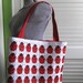 Upcycled Tote Bag with Magnetic Snap made from a Vintage Ladybug Tea Towel