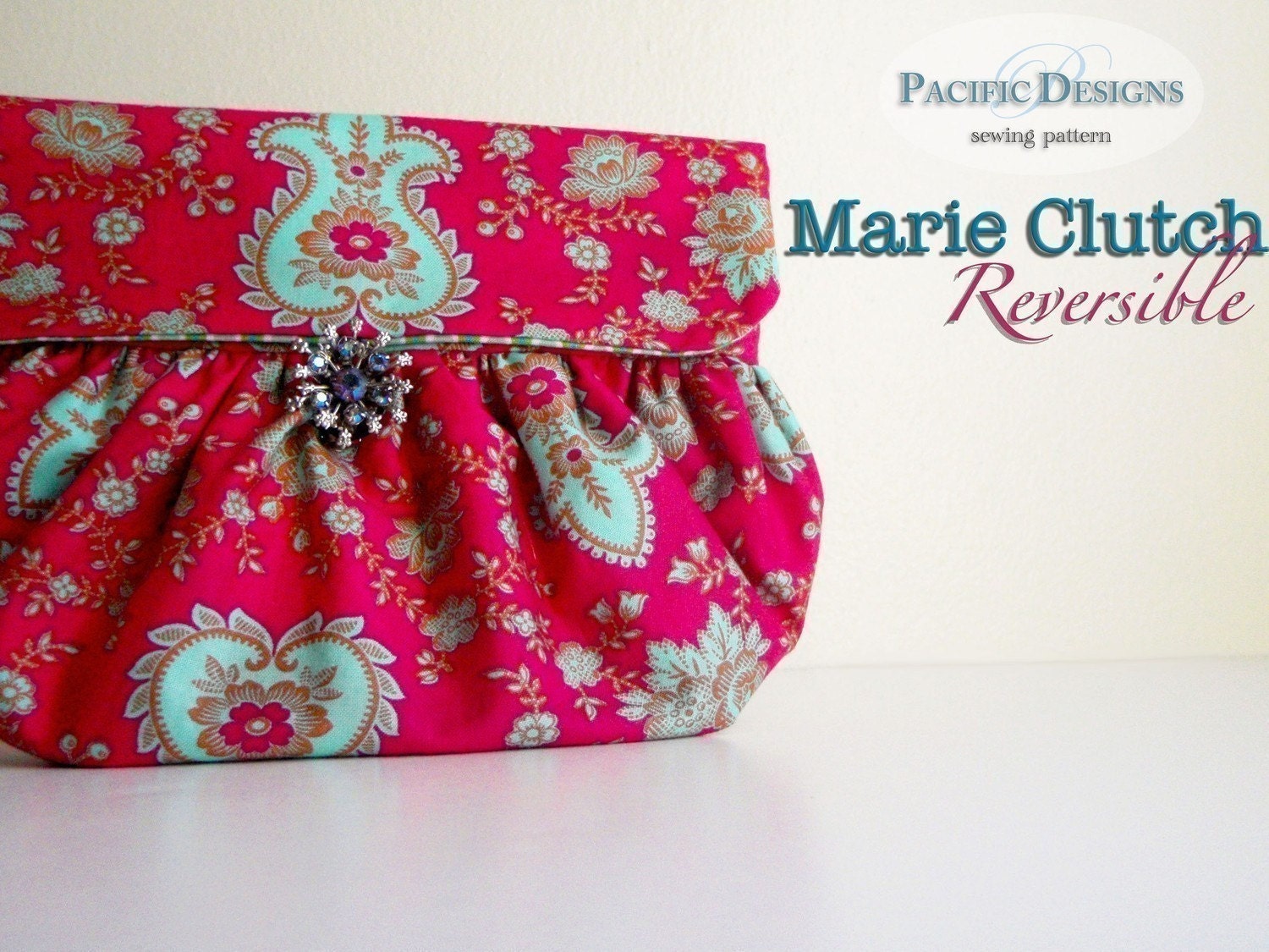Handbag sewing pattern Marie Reversible Clutch PDF Pattern