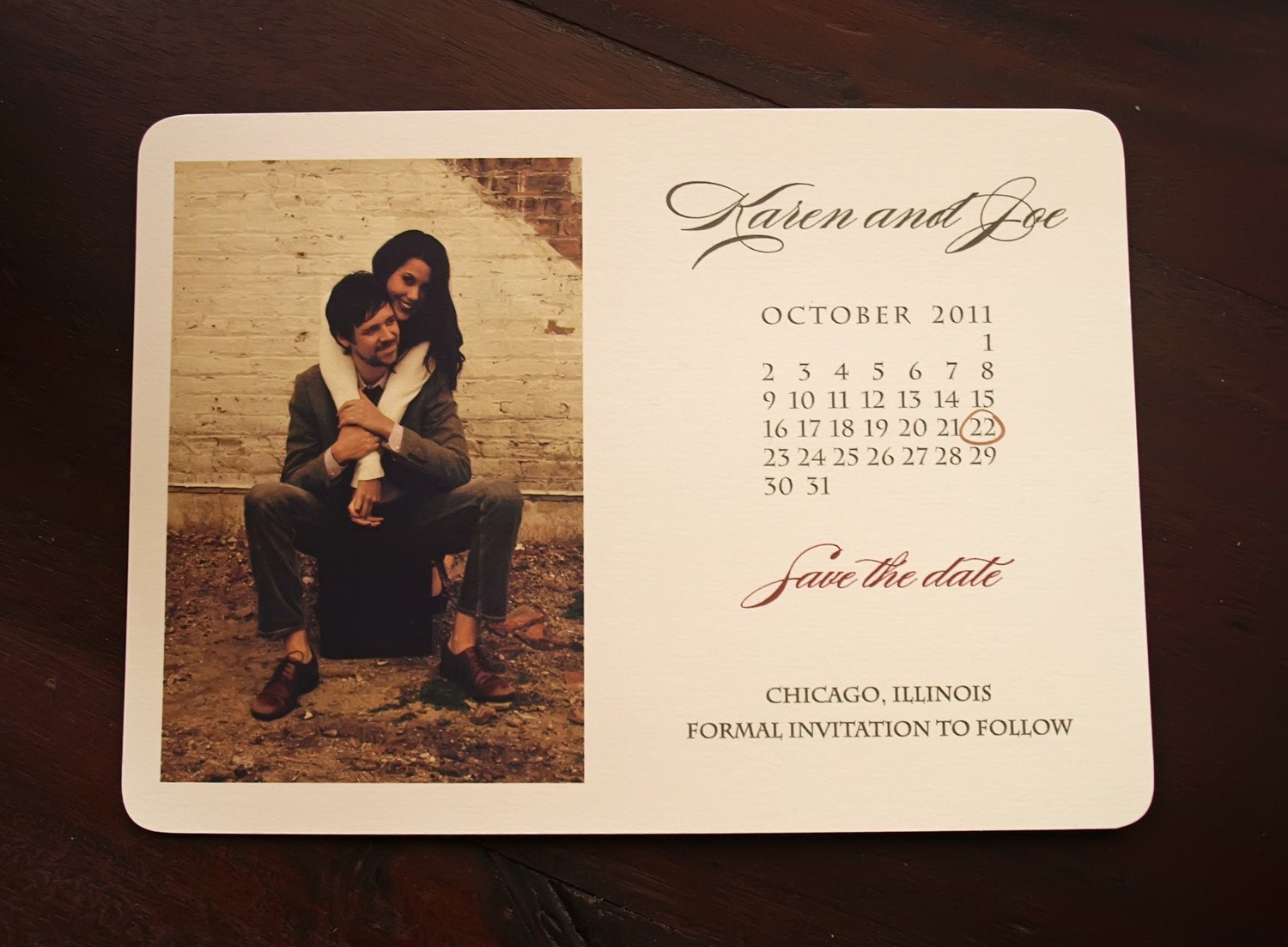 Rustic Save The Date CalendarPhoto Wedding Card Vintage Save