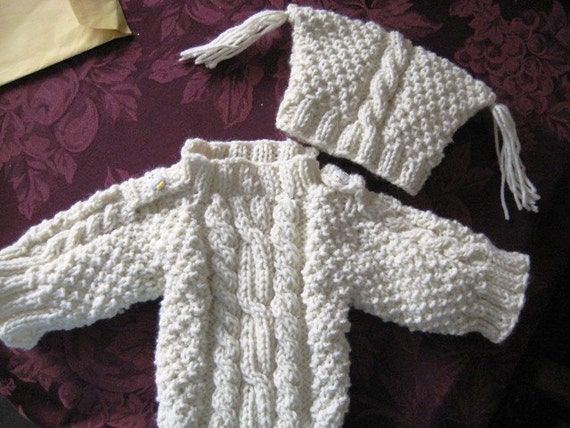Items similar to Beautiful Aran Cable Sweater set on Etsy