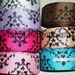 3 yards Beautiful Custom 1.5 Black Damask on Pink,Yellow Gold Hot Pink, Turquoise, Spring Moss, Raw Silk-Tan, Brown Tuftan, Red, Blue Bell, Silver, White w/Pink Damask, Black w/Pink Ribbon U-PICK Color For Hair Bows Scrapbooking Decor and other Crafts