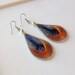 Navy Blue and Orange Handwoven Thread Earrings