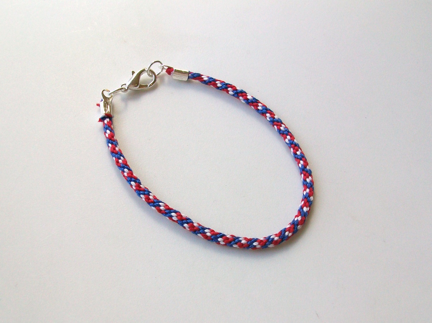 Red White and Blue Kumihimo Braided Cord by southernbreezestudio