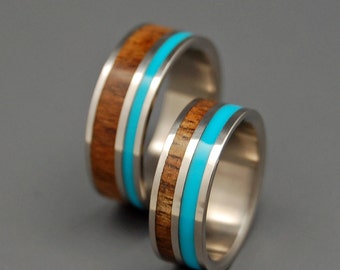 wooden wedding rings titanium wedding band koa turquoise wedding band wedding - Turquoise Wedding Ring wooden wedding rings titanium wedding band koa turquoise wedding band wedding - Turquoise Wedding Ring