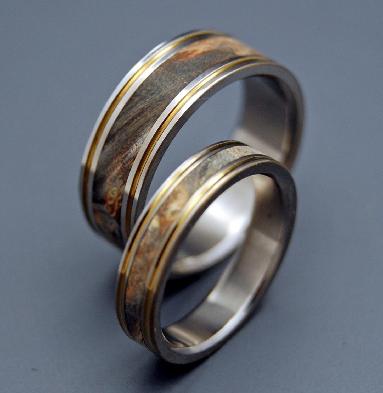 Titanium Wooden Wedding Rings Mens Rings Womens Rings