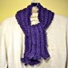 Scarf Purple Knit Ruffled, Scarflette, Mini Scarf - FREE SHIPPING
