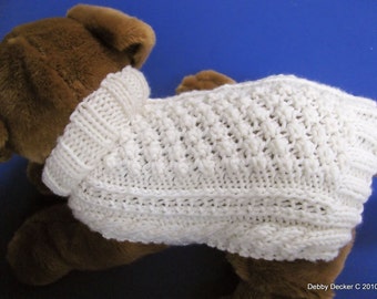Easy to knit Aran Knit Dog Sweater knitting pattern Garden Path design Instant download PDF