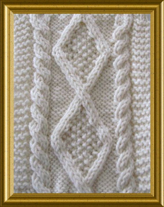 Items similar to Diamond Aran Style Scarf PDF knitting pattern on Etsy