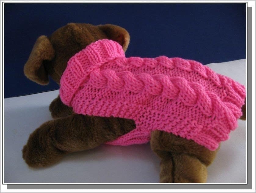 Cabled Dog Sweater Knitting pattern PDF Easy to Knit Celtic