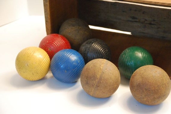 Eight Old Wooden Croquet Balls by TheRelicTrail on Etsy