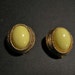 VINTAGE RETRO STYLE CLIP EARRINGS W\/ YELLOW COLOR CENTER CABACHON