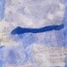 Blue Original Collage-With White- Mixed Media Abstract with Music- 5x7