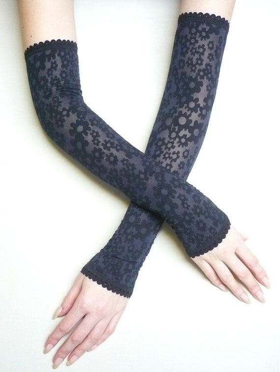 Long Elegant Evening Fingerless Gloves for Gothic and Vampire