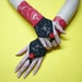 Cabaret Armwarmers, Lovely Lace Fingerless Gloves in Black and Red, Gypsy and Vampire Styles, Belly Dance, Orient, Tango, Gothic Gloves with Loop and Roses