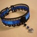 Victorian Choker with Heart and Beads Pendant, Black and Royal Blue Necklace, Cobalt, Lace, Feminine, Baroque, Medieval,Gothic, Renaissance