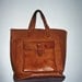 vintage 40s / 50s distressed caramel LEATHER tote bag POLAND