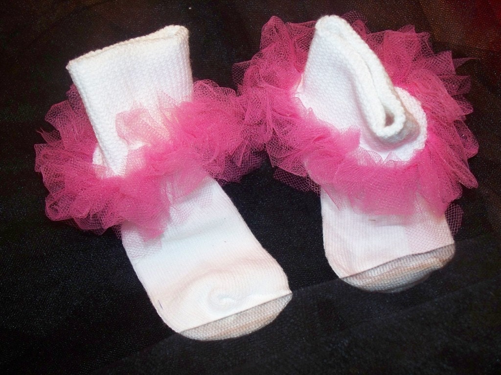 Tutu Pettiskirt tulle Baby girl ruffle Frilly Socks Pink