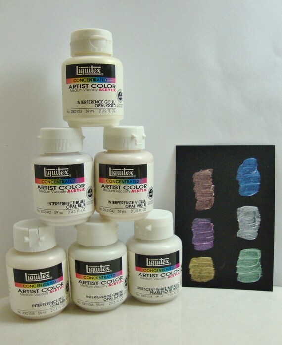 6 Jars of Liquitex Interference Acrylic Paint