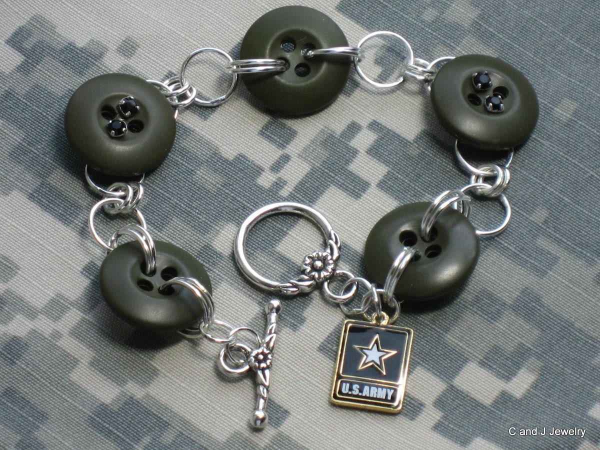 I Love my Soldier Bracelet with Army Charm