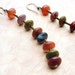 Extra Long Chain Dangle Earrings, Earthy Fall Fashion Colors, Petrified Wood, Seed Beads