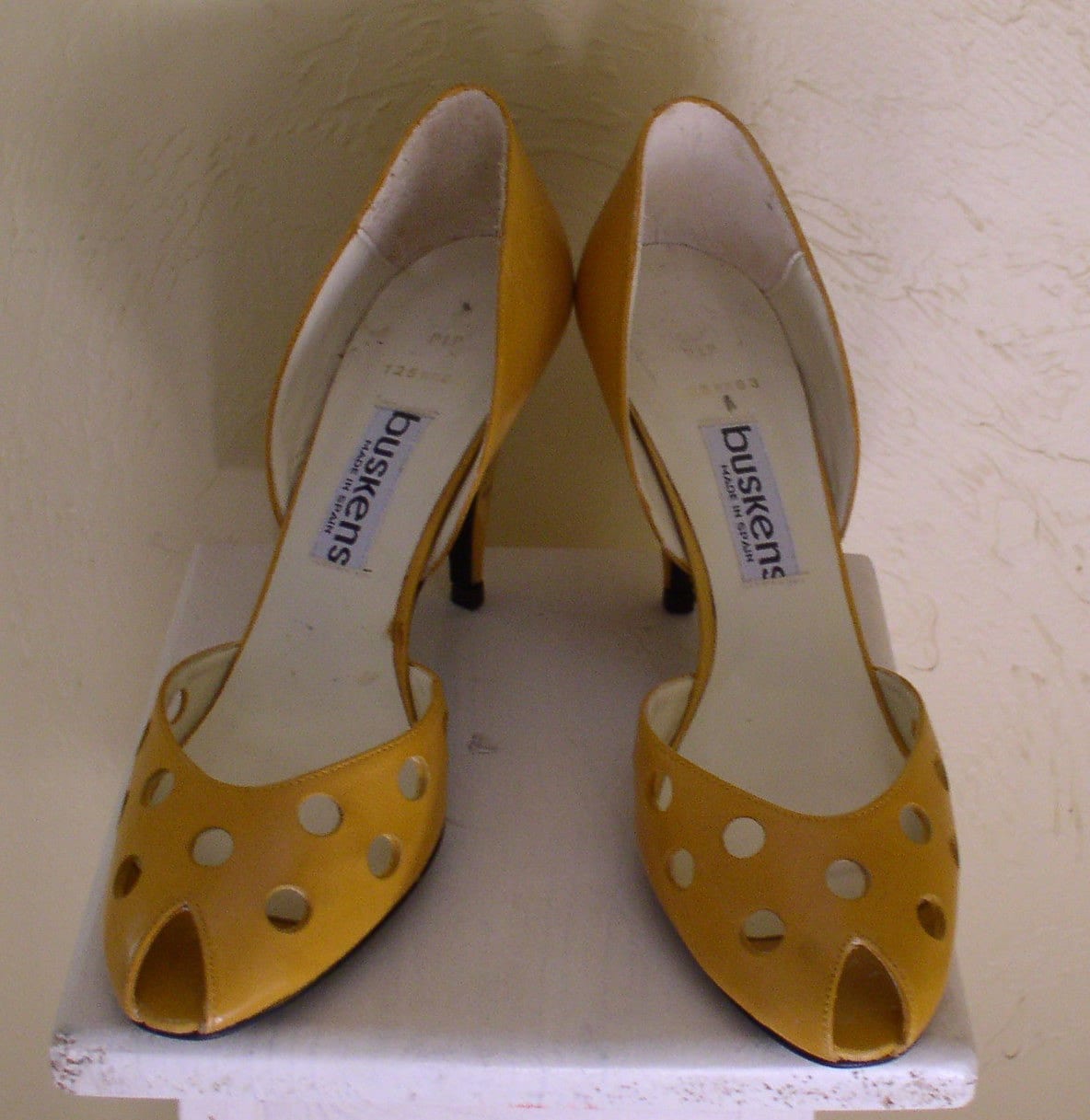 mustard colored high heels
