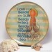 By The Sea decoupage glass plate, summer, sea, squid, beach home decor