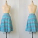 vintage skirt / vintage 1940s skirt / vintage striped blue a-line skirt