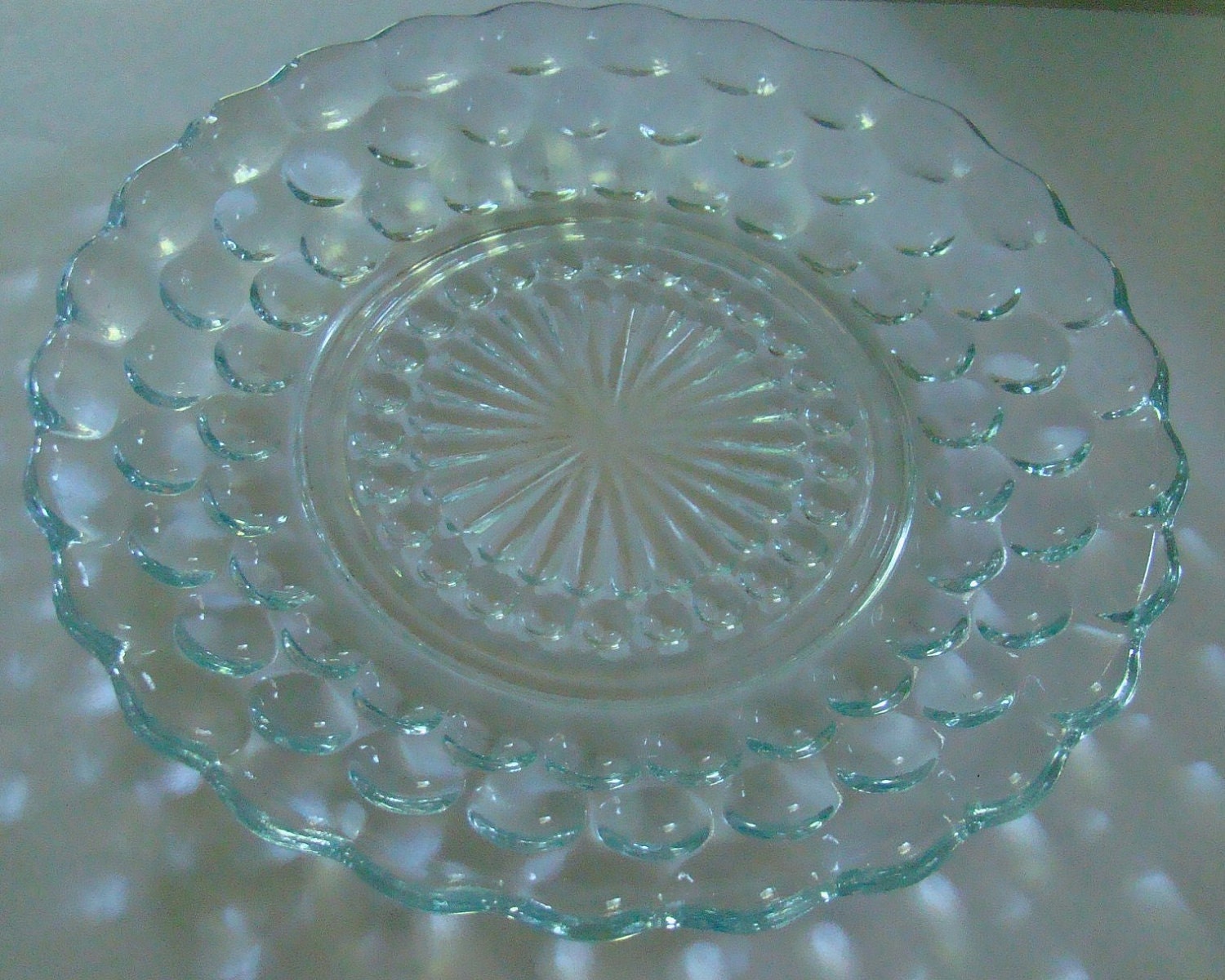 Light Blue Bubble Depression Glass Salad or Dessert Plate