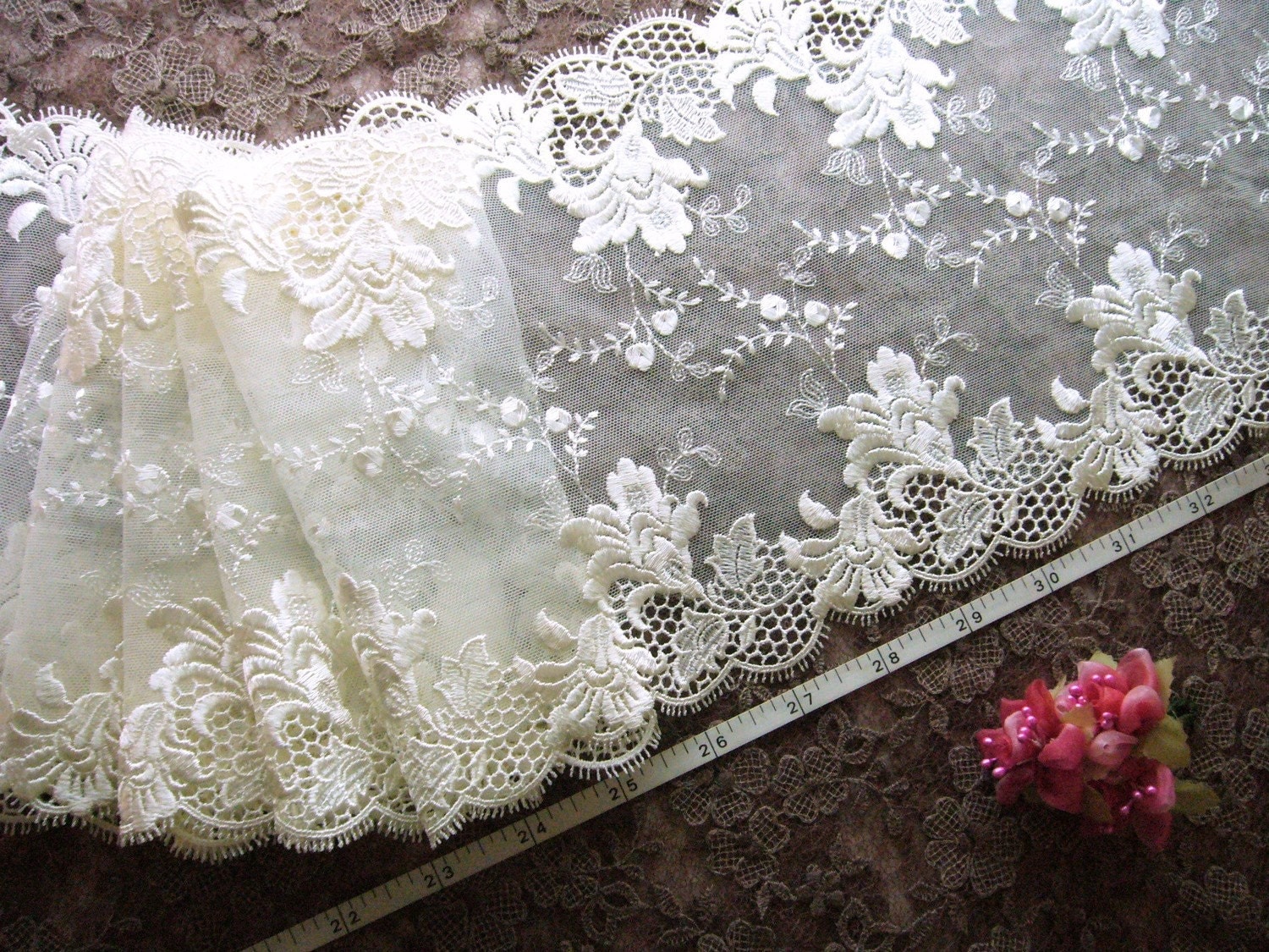 Embroidered lace lace trim bridal lace wedding lace by laceville