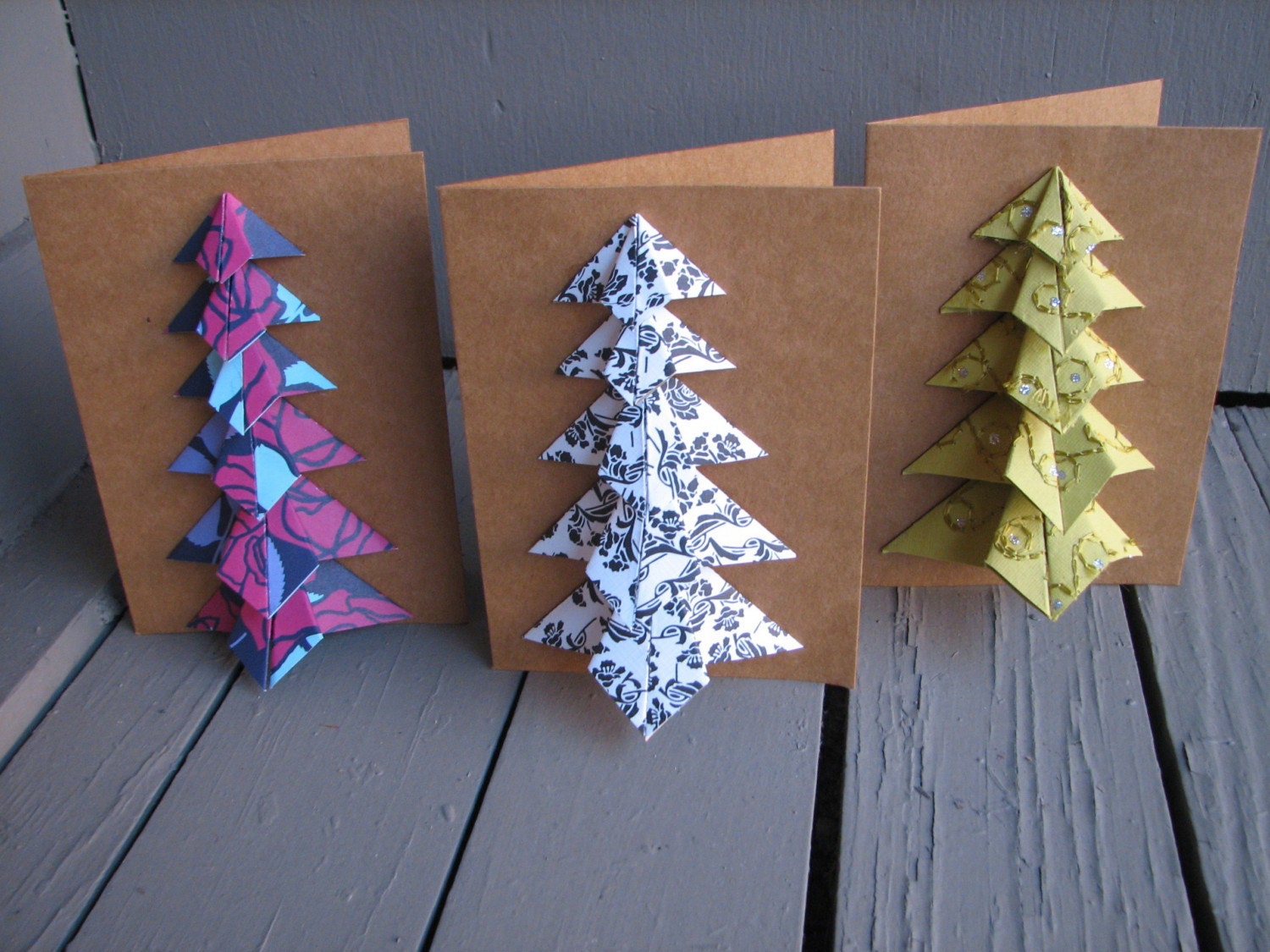 Origami Christmas Tree Cards
