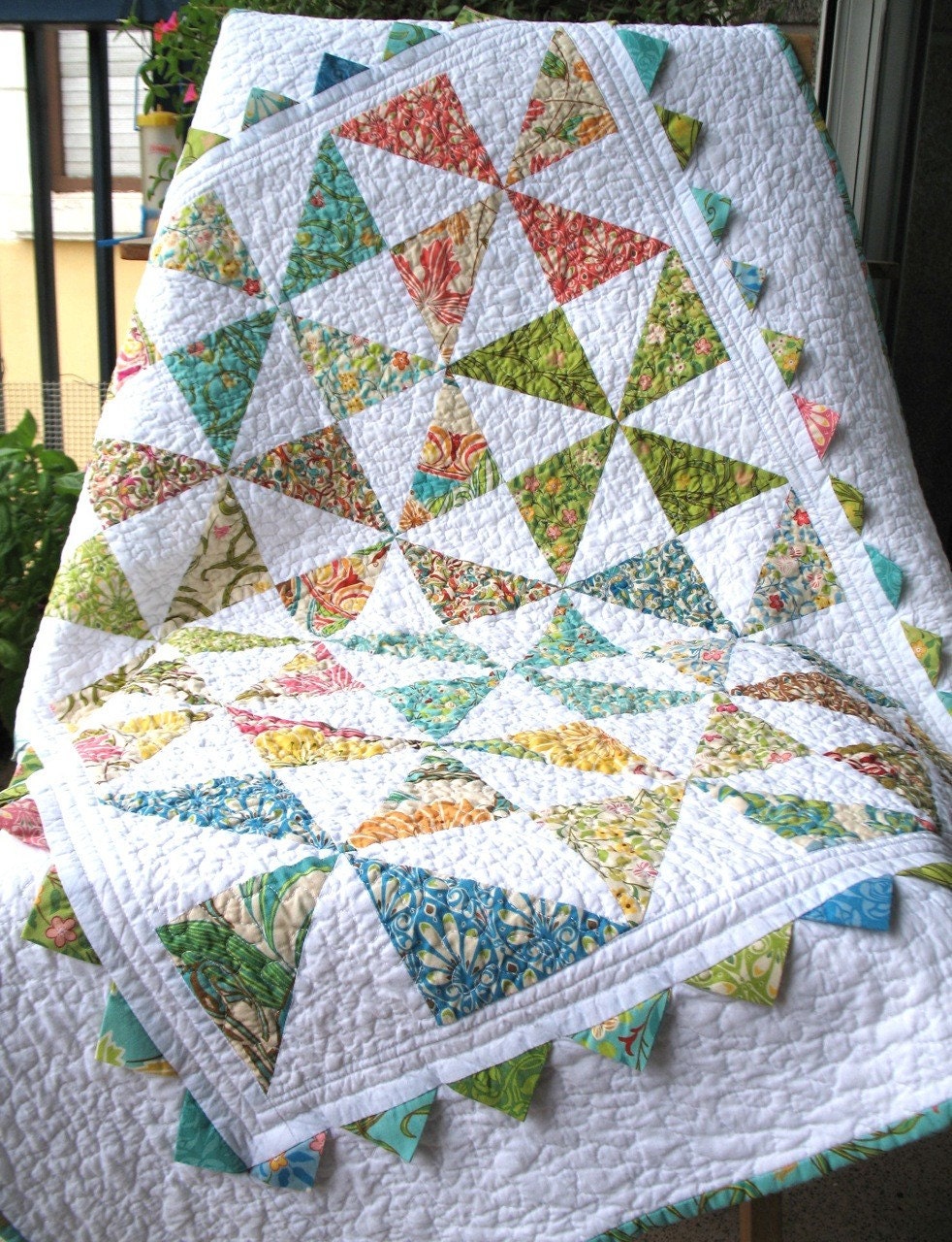 Baby Patchwork Quilt pinwheels prairie points fresh moda