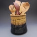 Pottery handmade utensil cylinder golden brown and ebony brown