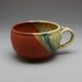 Soup Bowl with Handle - Cinnamon Brown, Fern Green and Blue