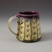 Mug handmade wheel thrown purple eggplant fern green porcelain by Mark Hudak
