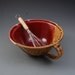 Handmade Stoneware Pottery Mixing Bowl Cranberry Red and Golden Brown by Mark Hudak