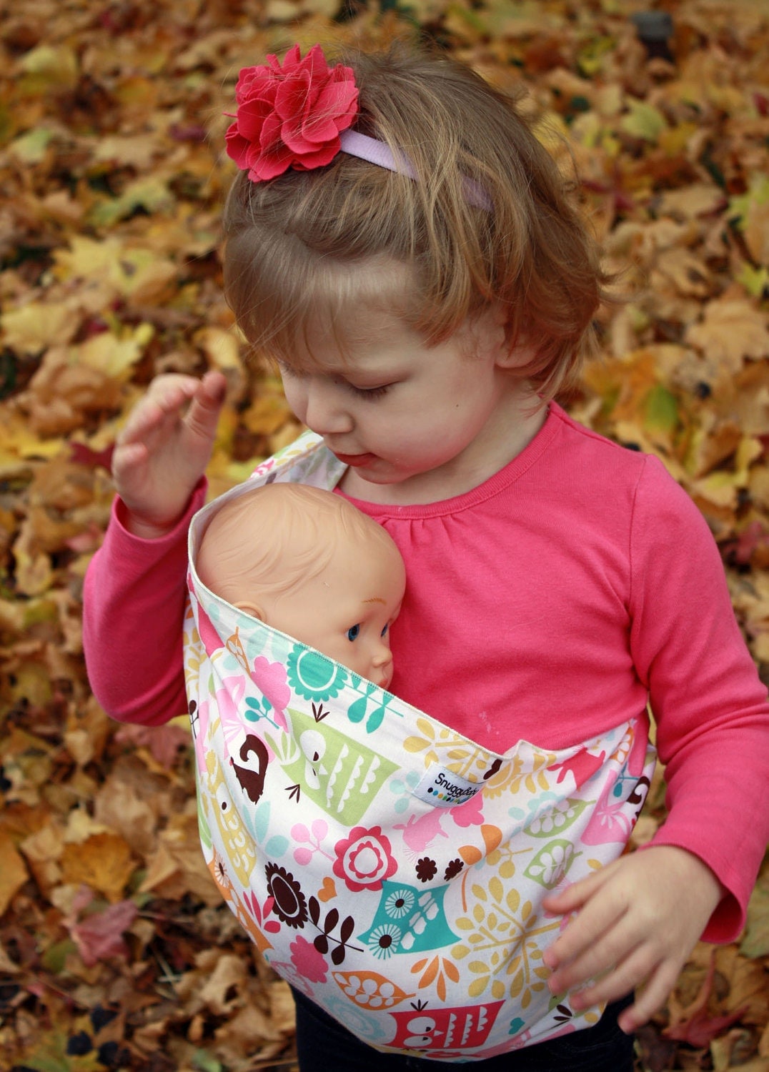 LARGE Doll Carrier Toy Pouch Sling Baby Doll Sling Woodland