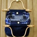 Corduroy Purse or Handbag Navy Blue Wooden Handles Winter Purse