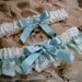 Sage Green Lace and Antique White Satin Wedding Garter Bridal Set
