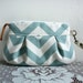Mint / Natural Chevron Wristlet Pouch Clutch Nautical stripe SMALL --Made to Order--