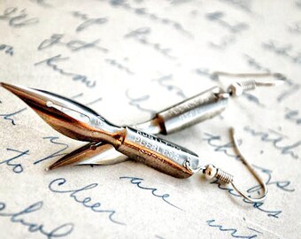 Shakespeare Earrings - Antique Fountain Pen Nib Steampunk Earrings