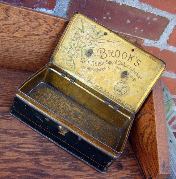 Turn of the Century Metal Brook's Spool Cotton Thread Box