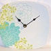Lime and Turquoise Floral Porcelain Plate Wall Clock No. 572 (8 inches)