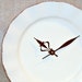 Warm Cream and Brown Wavy Edge Ceramic Plate Wall Clock No. 489 (11 inches)