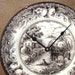 Black and Ivory Toile Porcelain Plate Wall Clock No. 721 (11 inches)