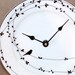 Wall Clock - Black and White Bird on a Vine Bone China Plate Wall Clock No. 843 (8-1/4 inches)
