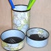 Pencil Holder Set - Soft Blue Floral and Dots Desk Accessories No. 176